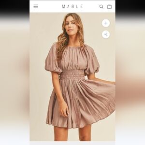 MABLE Davina Shirring Tiered Cut-out Dusty Mauve Dress Size Medium